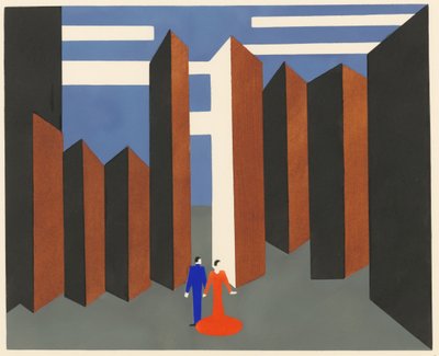 Scenisch ontwerp uit de portfolio Décors de Théâtre, 1930 door Alexandra Alexandrowna Exter