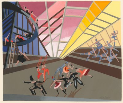 Scenisch ontwerp uit de portfolio Décors de Théâtre, 1930 door Alexandra Alexandrowna Exter