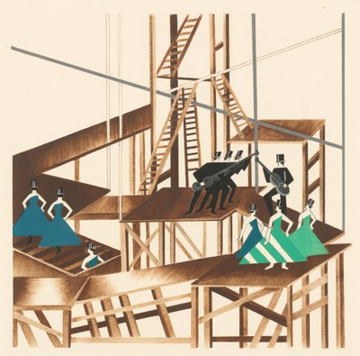 Scenisch ontwerp uit de portfolio Décors de Théâtre, 1930 door Alexandra Alexandrowna Exter