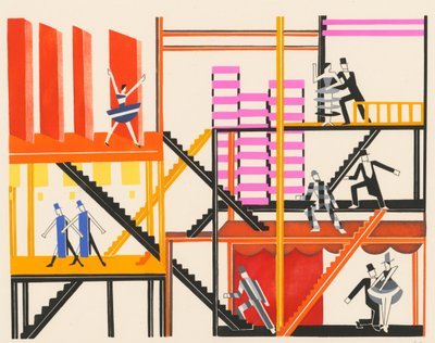 Scenografie uit de portfolio Décors de Théâtre, 1930 door Alexandra Alexandrowna Exter