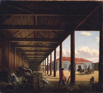 Postkoetsstation door Alexandra Alexeyevna Venetsianova