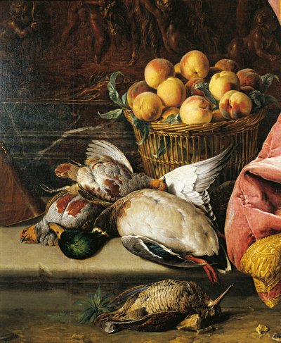 Stilleven met wild, fruit en viola d