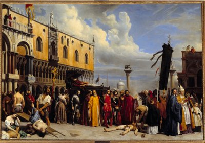 Begrafeniseer aan Titiaan (Tiziano Vecellio) door Alexandre Jean Baptiste Hesse