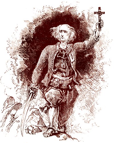 Een Chouan priester. Royalistische opstand in Bretagne. Eind 19e eeuw (Gravure) door Alexandre (1850 1888) Ferdinandus