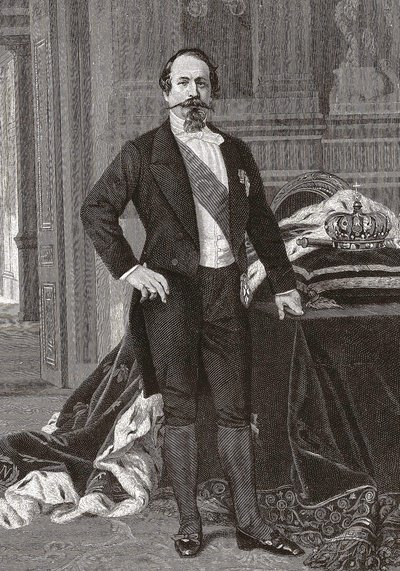 Portret van Napoleon III, keizer van de Fransen - gravure naar het schilderij van Alessandro Cabanel door after Alexandre Cabanel