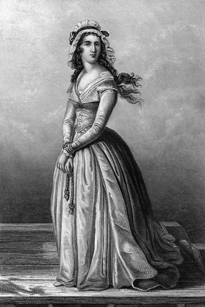 Charlotte Corday (1768-1793) Girondist tijdens de Franse Revolutie, zij vermoordde Jean Paul Marat op 13 juli door Alexandre (after) Lacauchie