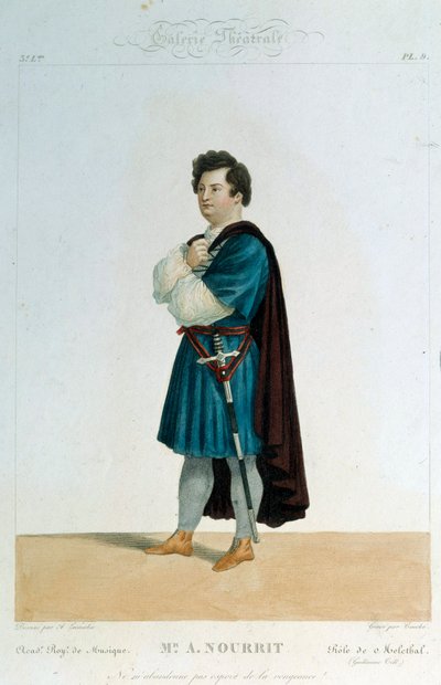Franse tenor Adolphe Nourrit in de rol van Melechtal in de opera "Guillaume Tell" door Gioacchino Rossini door Alexandre (after) Lacauchie