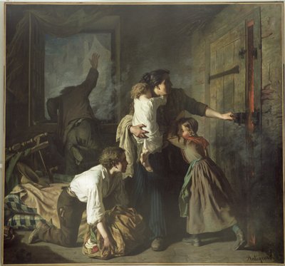 De brand, 1850 door Alexandre Antigna