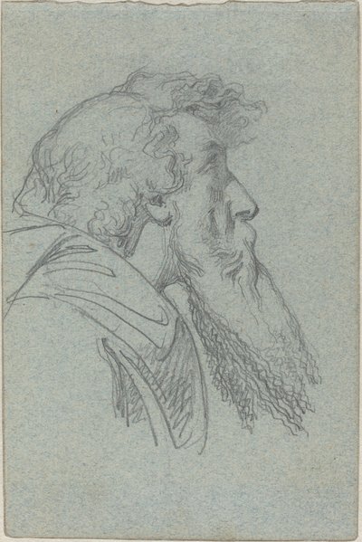 Behaarde man die omhoog kijkt / Geklede figuur met opgeheven armen door Alexandre Bida