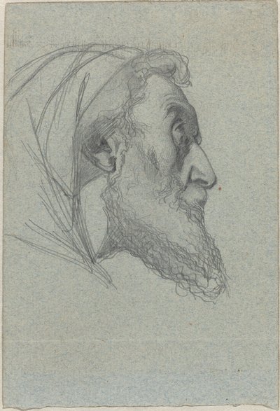 Baardige Man in Profiel (recto) / Vrouw die Omhoog Kijkt (verso) door Alexandre Bida