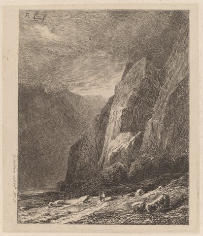 Kliffen in een storm door Alexandre Calame