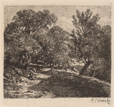 Man Rustend bij een Stenen Muur door Alexandre Calame