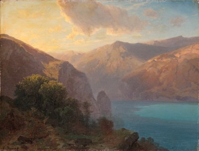 Bij Seelisberg: een uitzicht op het Meer van Luzern gezien vanaf de Seelisberg, Zwitserland, 1862 door Alexandre Calame
