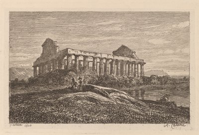 Ruïnes in Paestum door Alexandre Calame
