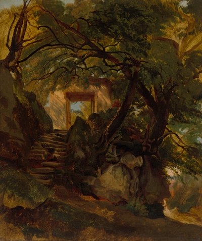 Trap in het park van Villa Chigi di Ariccia door Alexandre Calame