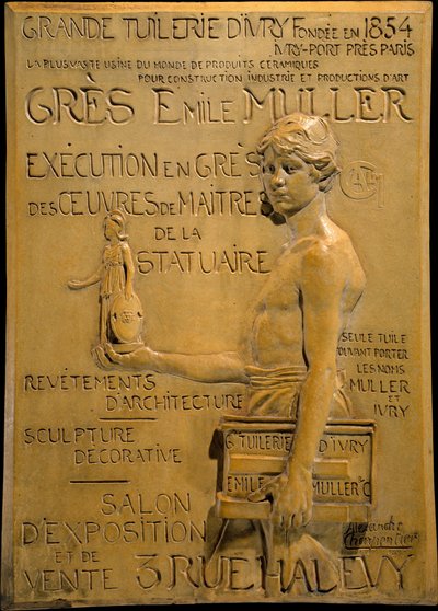 Advertentie voor Muller Stoneware Manufactory door Alexandre Charpentier