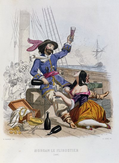 Morgan de Boekaniers in 1668, uit Histoire des Pirates door P. Christian, gegraveerd door A. Catel, 1852 door Alexandre Debelle