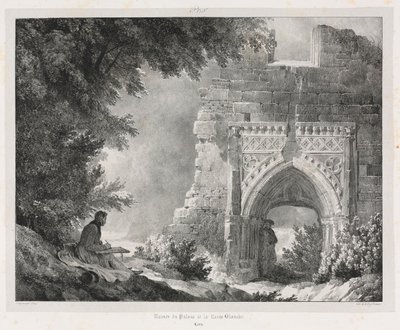 Pittoreske en romantische reizen in het oude Frankrijk: Ruïnes van het Paleis van de Witte Koningin door Alexandre Evariste Fragonard