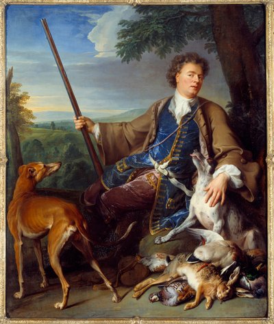 Zelfportret. Portret van de kunstenaar als jager. Schilderij door Francois Desportes (1661-1743) door Alexandre Francois Desportes