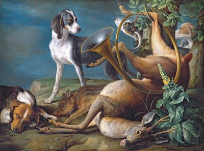 Stilleven van Dood Wild met Honden, 1730 door Alexandre Francois Desportes