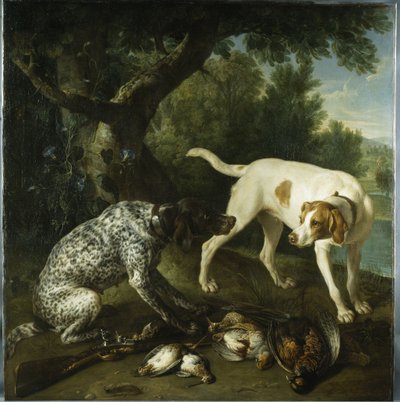 Twee Wijzers Behorend tot de 3e Graaf van Burlington met Dood Wild in een Landschap door Alexandre Francois Desportes