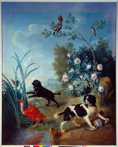 Zerbine en Jemite, de honden van koning Lodewijk XIV door Alexandre Francois Desportes