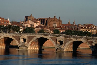 Pont-Neuf over de Garonne rivier, Toulouse, Midi-Pyrénées, Frankrijk door Nicolas Toussaint Charlet