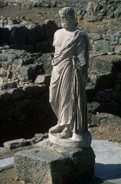 Spanje, Catalonië, La Escala, Grieks Ampurias, Beeld van Asclepius door Nicolas Toussaint Charlet