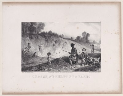 Jacht op een Fret met Blanks, uit de serie Jachtscènes, 1829 door Alexandre Gabriel Decamps