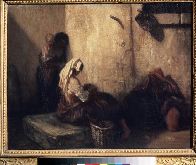 Straatscène in Italië door Alexandre Gabriel Decamps