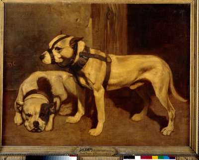Schotse Bulldog en Terrier, slechte hond met muilkorf door Alexandre Gabriel Decamps