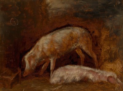 Studie van varkens, 1850-1860 door Alexandre Gabriel Decamps