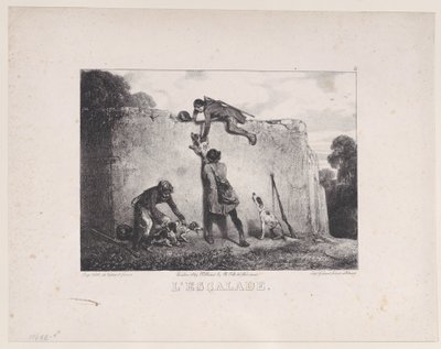 De klim, uit de serie Jachtscènes, 1829 door Alexandre Gabriel Decamps