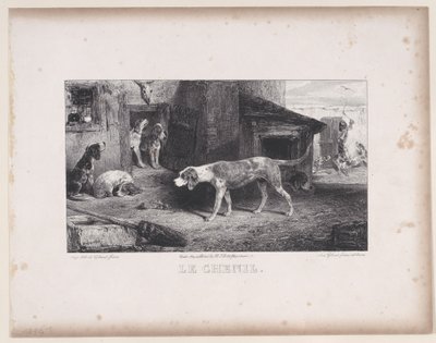 De Kennel, uit de serie Jachtscènes, 1829 door Alexandre Gabriel Decamps