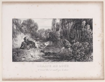 Wolvenjacht: Gewond dier aangevallen door honden, uit de serie Jachtscènes door Alexandre Gabriel Decamps