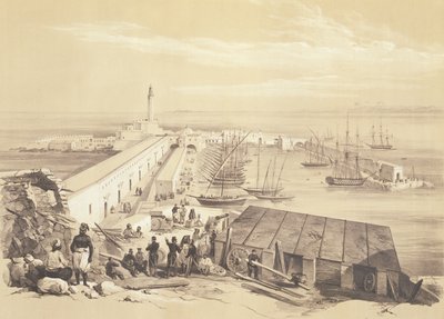 Haven en pier van Algiers, uit een volume ter herdenking van het Franse expeditieleger dat Algiers in 1830 veroverde, gegraveerd door Adolphe Jean-Baptiste Bayot door Alexandre Genet