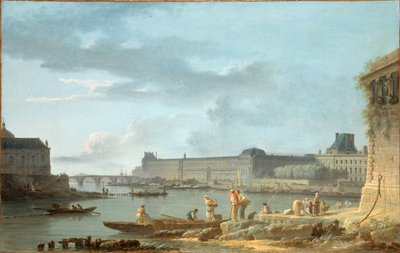 De Pont Royal en het Louvre, gezien vanaf de Pont-Neuf terre-plein, circa 1780 door Alexandre Jean Noel