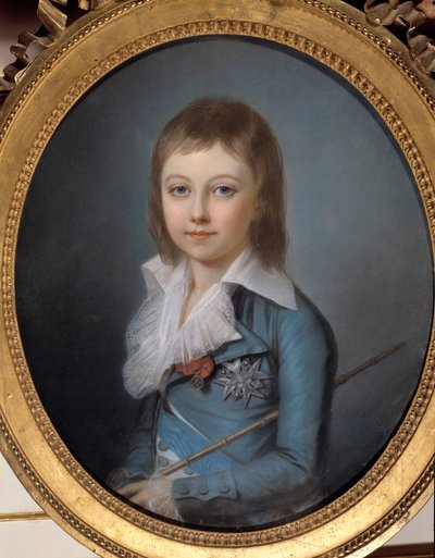 Portret van Lodewijk XVII (1785-1795) afgebeeld als dolfijn. Pastelschilderij door Alexander Kucharski (1741-1819). Dim 0,62 x 0,52 m. Versailles, Kastelen van Versailles en Trianon door Alexandre Kucharski