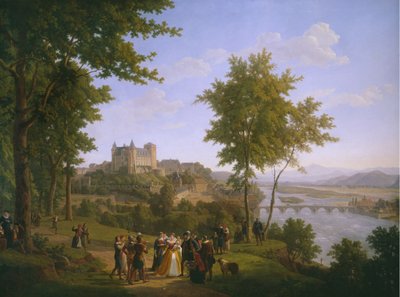 Uitzicht op het koninklijk kasteel van Pau waar koning Hendrik IV van Frankrijk en Navarra werd geboren op 13 december 1553 door Alexandre Louis Robert Millin du Perreux