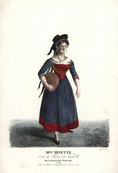 Actrice Mademoiselle Minette of Jeanne-Marie-Francoise Menestrier als Francoise in Nicolas Remi door Sewrin, Theatre du Vaudeville door Alexandre Marie Colin