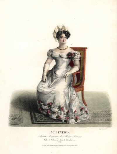 Danseres en actrice Miss Emilie Leverd als Celimene in Le Misanthrope door Moliere, Theatre Français door Alexandre Marie Colin