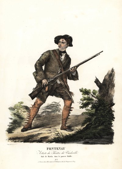 Jean-Baptiste Fontenay en Martin in Le Poor Diable door Balisson en Dumersan, Theatre du Vaudeville. Handgekleurde lithografie door F. Noel naar een illustratie van Alexandre-Marie Colin uit portretten van actrices in verschillende rollen, F. Noel, Parijs door Alexandre Marie Colin