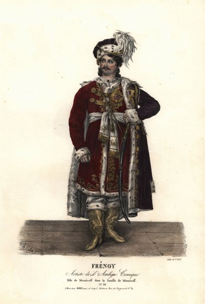 Jean Audeville Fresnoy als Menzicoff in La Famille de Menzicoff door J-J-M Duperche, Ambigu Comique door Alexandre Marie Colin
