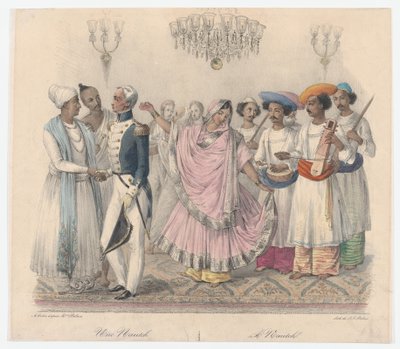 Een Nautch, uit Vierentwintig platen illustratief voor Hindoe en Europese manieren in Bengalen, 1832 door Alexandre Marie Colin