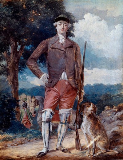 Portret van Charles-Philippe van Frankrijk (1757-1836), graaf van Artois, toekomstige Charles X, in jagerskostuum door Alexandre Moitte