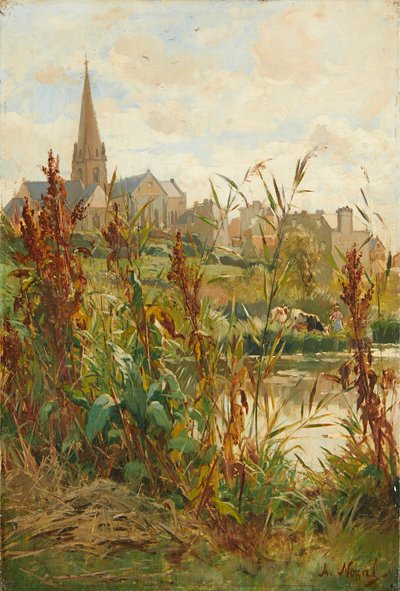 Kerk bij de rivier door Alexandre Nozal