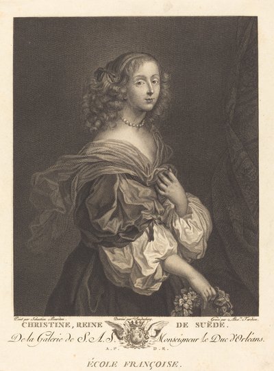 Koningin Christina van Zweden door Alexandre Tardieu after Sébastien Bourdon after Charles Auguste van den Berghe