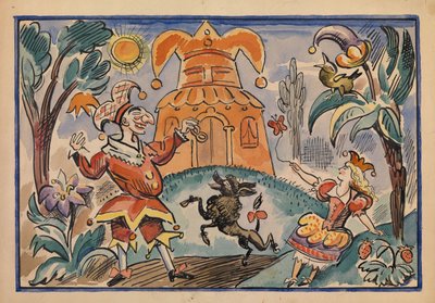 Illustratie voor Oorlog van Petrushka en Stepka-Rastrepka door Evgeni Schwartz door Alexei Alexandrovich Radakov
