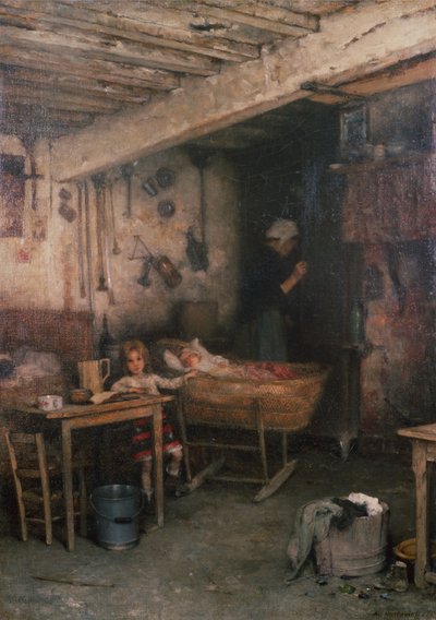 Kinderen in een Cottage Interieur door Alexei Alexevich Harlamoff