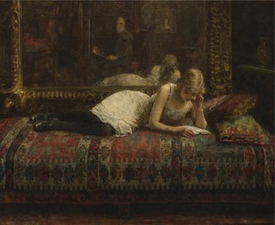 De kunstenaar en zijn model - Harlamov (Harlamoff), Alexei Alexeyevich (1840-1922) - 1875 door Alexei Alexevich Harlamoff